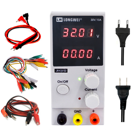 LW 3010D DC Power Supply 30V 10A Red 4 Digit Display Mini Laboratory Power Supply Adjustable 110V 220V For Phone Computer Repair ► Photo 1/6