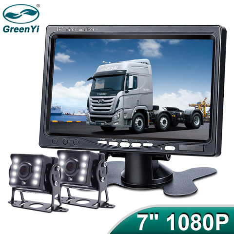 GreenYi 7 inch IPS Screen AHD Car Monitor with 2 Starlight Night Vision Reverse Backup LED Rear View 1280 * 720P AHD Camera ► Photo 1/6