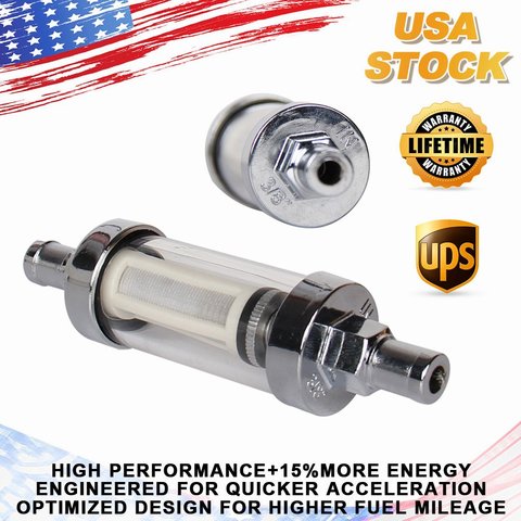 10mm 3/8'' Universal Chrome Glass Fuel Filter Car Petrol Diesel Inline Reusable ► Photo 1/6