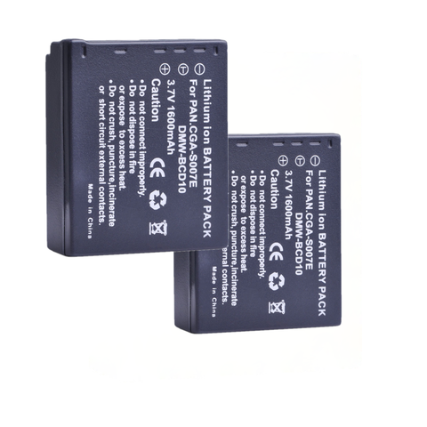 2Pcs 1600mAh CGA-S007E CGA-S007 DMW-BCD10 battery for Panasonic DMC TZ1, TZ2, TZ3, TZ4, TZ5, TZ50,TZ15, CGA S007E S007 DMW BCD10 ► Photo 1/6