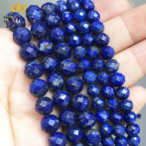 Natural Faceted Stone Beads Lapis lazuli Loose Spacer Beads For Jewelry Making DIY Bracelet Earrings Accessories 6mm/8mm 7.5'' ► Photo 1/6