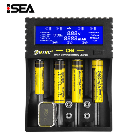 4 Slots Battery Charger 18650 Multi-function Li-ion Li-fe Ni-MH Ni-CD Smart Charger for AA/AAA/18650/26650/6F22/16340/9V Battery ► Photo 1/6