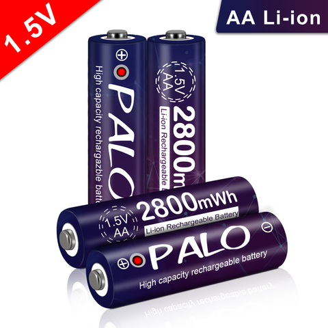 Palo 1-16pcs AA 1.5V 2800mWh lithium li-ion rechargeable battery 1.5V lithium li-ion battery batteries for camera toys mp4 light ► Photo 1/6