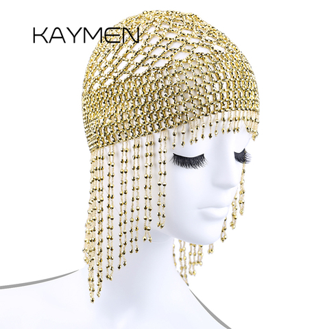 Girls Womens Exotic Cleopatra Beaded Belly Dance Head Cap Hat / Hair Accessory / Headpiece for Party Wedding Showing 1015 ► Photo 1/6