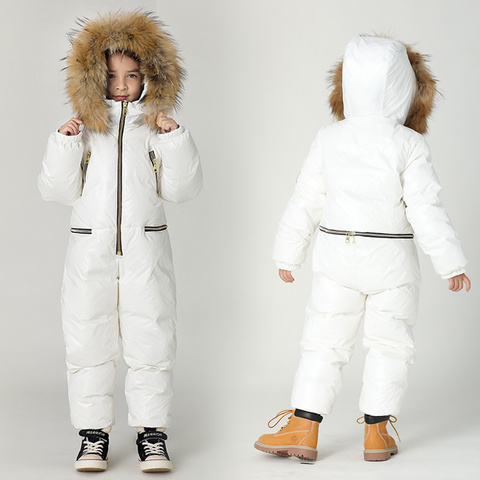 Large size children's jumpsuit down jacket Winter boys ski down suit Girls thick warm winter outwear kids siamese Down Jacket ► Photo 1/6