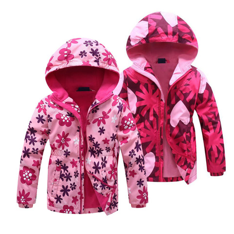 Jacket For Girls 2022 Spring Children's Flower Fleece Clothes Girls Coat Windbreaker Outerwear Kids Polar Fleece Windproof 3-12T ► Photo 1/6