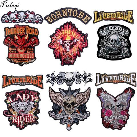 Motorcycle Bike Embroidered Patches On Clothes Back Large Patches For Jackets Iron On Embroidery Applique Sewing Accessories ► Photo 1/6