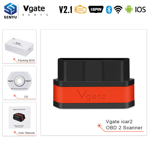 Vgate iCar2 ELM327 V2.1 OBD2 Bluetooth 3.0 WIFI Scanner ELM 327 OBD OBD 2 Car Diagnostic Auto tool odb2 wi-fi PK ELM 327 V1.5 ► Photo 1/6