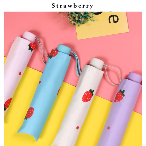 YADA INS Design Strawberry pattern Umbrella Folding Anti-UV Rainproof Umbrella Parasol Sun Protection Fruit Umbrella YD200074 ► Photo 1/6