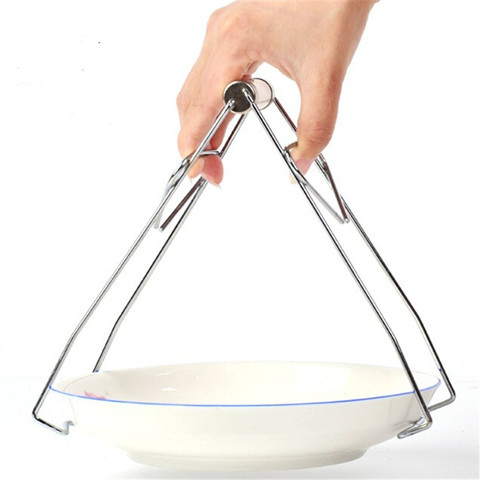 Stainless Steel Foldable Hot Dish Plate Bowl Clip Pots Gripper Crockery Holder Clamp Tongs Claw Holder Lifting Kitchen Tools ► Photo 1/6