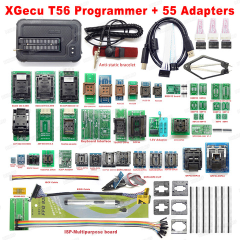 XGecu Newest T56 Universal Programmer +55 Adapters 24/25/26/93 serial EEPROM, 27/28/29/36/37/39/49/50 EPROM, Paged EPROM, ► Photo 1/6