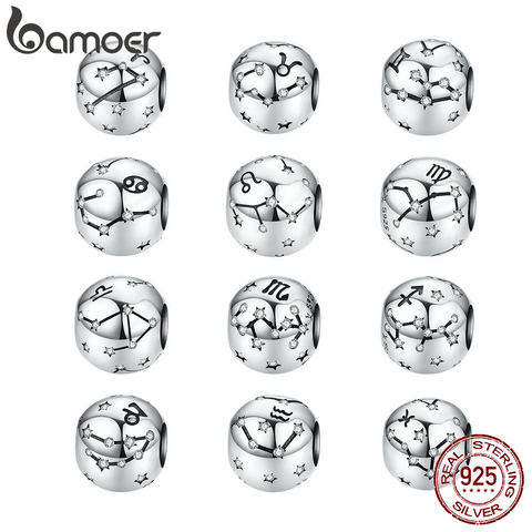 Vintage 925 Sterling Silver Aquarius Star Sign Zodiac Beads Charms fit  Bracelets DIY Twelve Constellations SCC1218 ► Photo 1/6