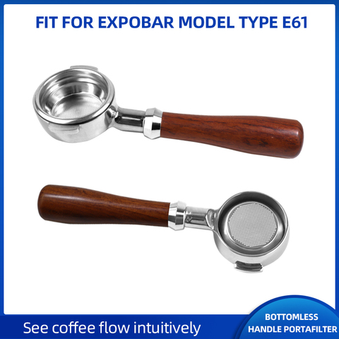 EXPOBAR E61 Coffee Machine Solid Wood Bottomless Handle Portafilter 58MM Universally Applicable Grouphead Mahogany Bottomless Po ► Photo 1/6