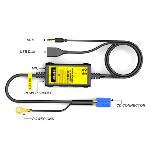 CHELINK Car Audio USB and AUX Adapter with Microphone 8 Pin Connector Music CD Changer for VW ► Photo 1/6