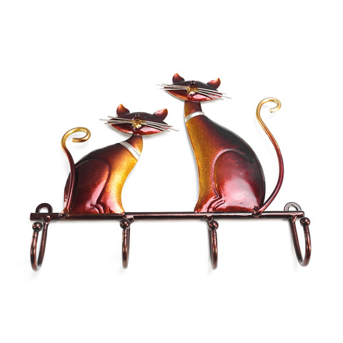 Iron Cat Wall Hanger Hook Decor 4 Hooks for Coats Bags Wall Mount Clothes Holder Decorative Gift ► Photo 1/6