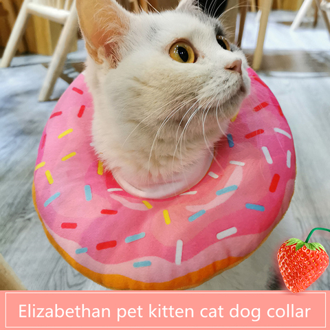 New Cat E-Collar Recovery Cone Adjustable Cotton Blends Neck Recover Cat Dog Printed Elizabeth Circle Pet Protection Collar ► Photo 1/6