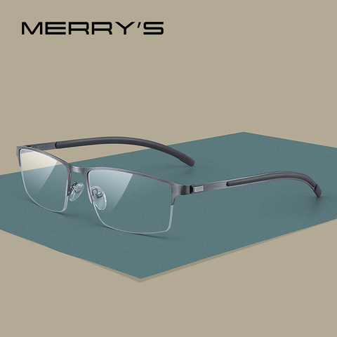 MERRYS DESIGN Men Titanium Alloy Glasses Frame Half Optical Frame Myopia Prescription Optical Eyewear Alloy Rubber Temples S2158 ► Photo 1/6