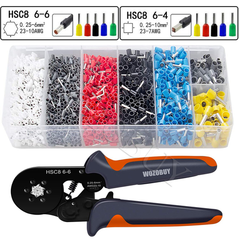 Ferrule Crimping Tool Kit, Hexagonal sawtooth Self-adjustable Ratchet Wire Terminals Crimper Kit with 1900pcs Wire Terminals ► Photo 1/6