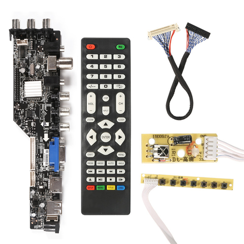 universal scaler kit 3663 TV Controller Driver Board Digital Signal DVB-C DVB-T2 DVB-T Universal LCD UPGRADE 3463A with lvds ► Photo 1/6