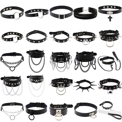 ZIMNO Sexy Punk Egirl Choker Collar Leather Choker Bondage Cosplay Goth Jewelry Women Gothic Male Necklace Harajuku Accessories ► Photo 1/5