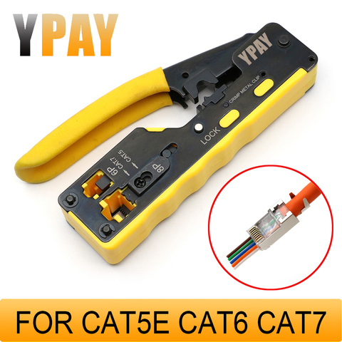 YPAY all in one EZ rj45 pliers crimper cat5 cat6 cat7 network tools rj 45 ethernet cable Stripper pressing clamp tongs rg45 lan ► Photo 1/6