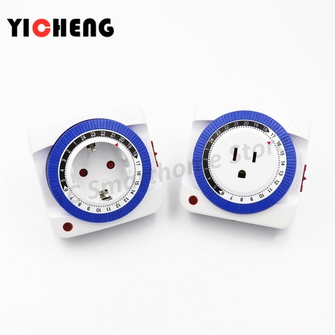 1Pcs Timing plug-in mechanical socket,  EU/ US standard socket with  Timing range 15min-24 o'clock , intelligent management ► Photo 1/6