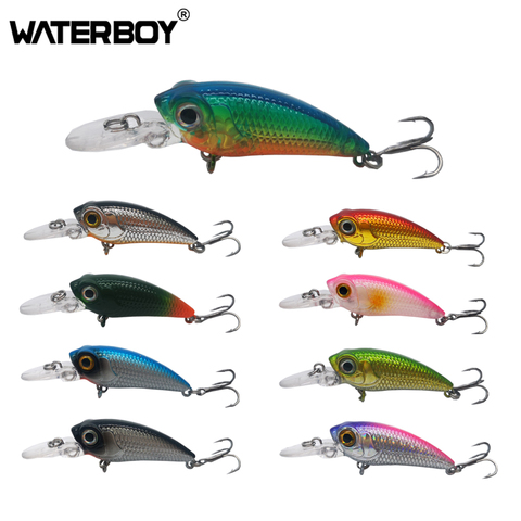 WATERBOY Mini Crank Fishing Lure Hard Bait 4.2cm 3.7g Small Size Plastic Crankbait Fishing Bait Shallow Diving Topwater Lures ► Photo 1/6