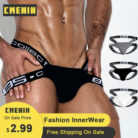 CMENIN Gay Men Underwear Jockstrap Thongs Cueca Male Panties Bikini Underpants Cotton Breathable G String BS3501 ► Photo 1/6