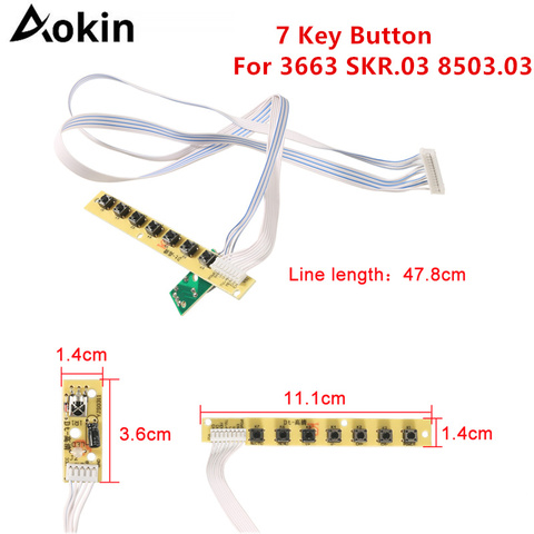 Universal 7 keys Keyboard Plate LCD TV Accordance Keypad With IR For v59 v29 v56 3463A 3663 SKR.03 8503.03 QT526C Key Button ► Photo 1/6