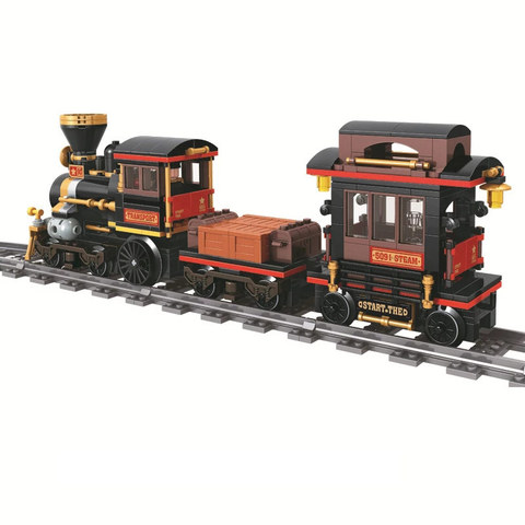 Classic steam train city 473+pcs Technic building block Enlighten rail bricks for children Compatible All Brands Christmas gift ► Photo 1/5