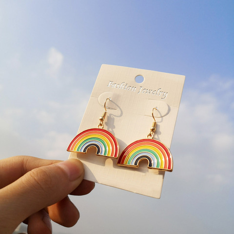 Rinhoo Classic LGBT Rainbow Flag Earring Gay Pride Charm Alloy Enamel Dangle Earrings for Men Women Fashion Jewelry Brincos Gift ► Photo 1/6
