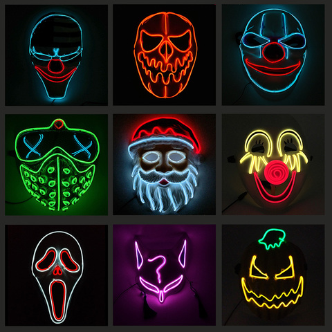 Payday Led Rave Mask Led Halloween Mask Dance DJ Happy EL Wire Mask For Carnival Masque Halloween Easter Birthday Party ► Photo 1/6