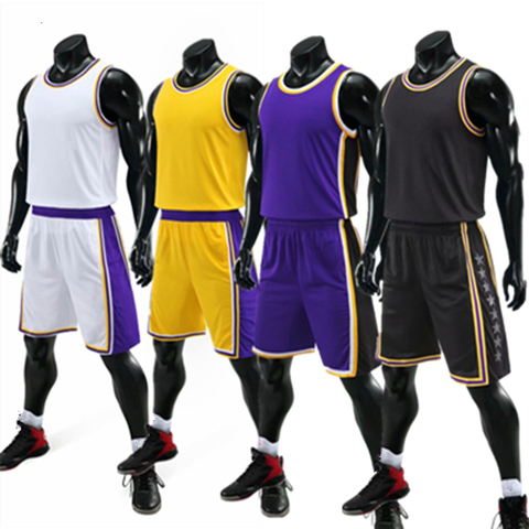 Kids Adult Basketball Jersey Set Child Men Blank Basketball Uniforms Goal Throw Training Vest Double Pocket Shorts Sports Suit ► Photo 1/6