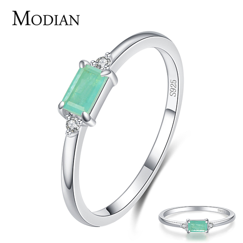 Modian Charm Luxury Real 925 Stelring Silver Green Tourmaline Fashion Finger Rings For Women Fine Jewelry Accessories New Bijoux ► Photo 1/6