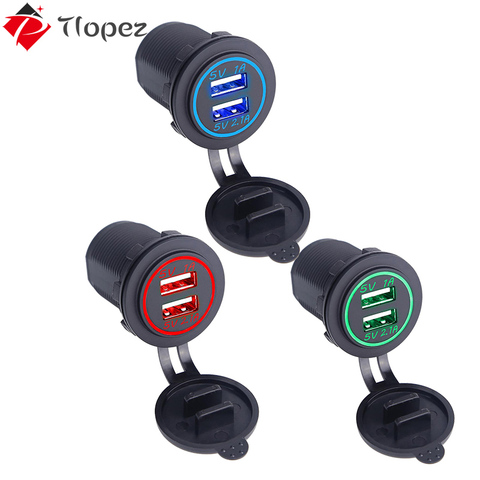 12V-24V USB Outlet Waterproof Dual USB Car Charger Cigarette Lighter Socket Power Outlet Adapter 5V 3.1A for Car Marine Boat D5 ► Photo 1/6