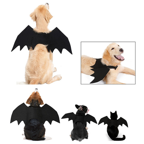 4 Sizes Halloween Dog Cat Costumes Bat Wings Vampire Black Fancy Dress Up Pet Clothes Halloween Cosplay Clothing Pet Products ► Photo 1/6