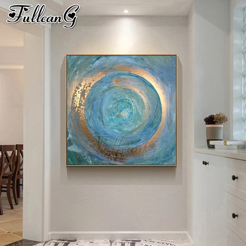 FULLCANG Abstract Blue Gold Round line diy full square round drill diamond painting 5d diamond mazayka embroidery sale FC3003 ► Photo 1/1