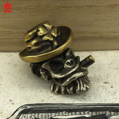 1PC Retro Brass Skull Paracord Knife Beads EDC Keychain Pendant Paracord Bead ► Photo 1/6