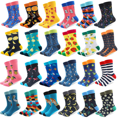 1 Pair Funny Combed Cotton Brand Men's Crew Socks Novelty Tiger Koala Kangaroo Pattern Colorful Dress Causal Wedding Socks ► Photo 1/6