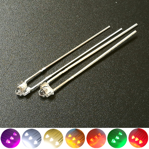 100Pcs Free Shipping Clear 1.8mm Through Hole  High Brightness LED Diode Red/Yellow/Green/Blue/Orange/Pink/White/Warm White ► Photo 1/1