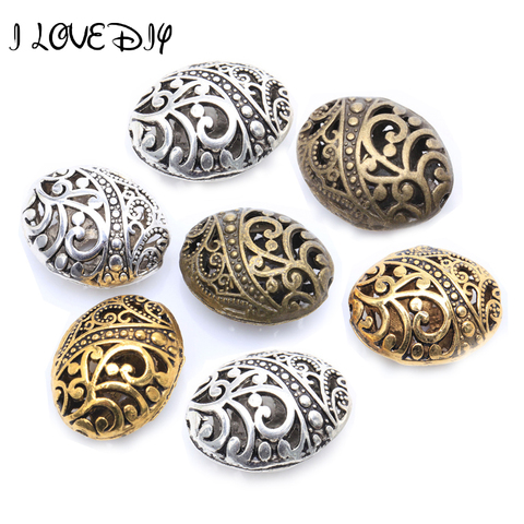 10pcs/lot Antique Gold Ellipse Shaped Hollow Spacer Bead  Zinc Alloy  Spacer beads for DIY jewelry making ► Photo 1/5