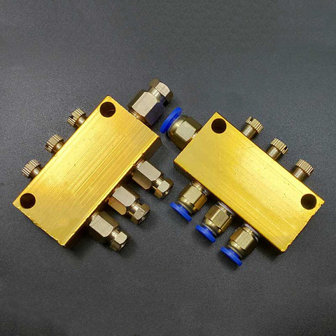 2/3/4/5/6/7/8/9/10 Way 6mm In 4mm Out Compression / Push In Brass Adjustable Lube Oil Distributor Value Manifold Block ► Photo 1/2