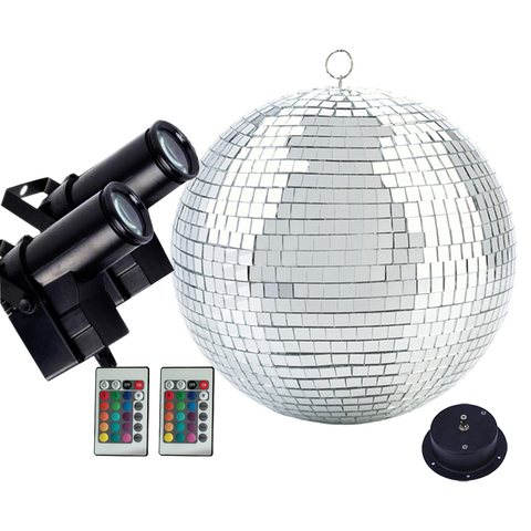 Dia25CM 30CM Sliver Reflection Glass Mirror Disco Ball With Remote Control 10W RGB Beam Pinspot Lamps Home Party KTV Disco Light ► Photo 1/6