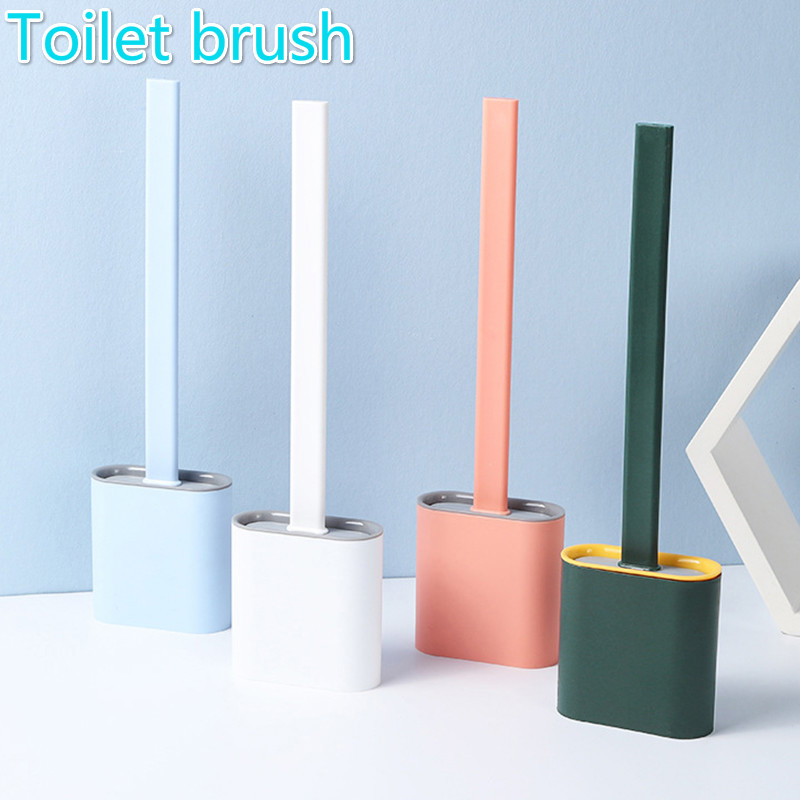 Hot Silicone Wc Toilet Brush Wall Mounted Flat Head Flexible Soft Bristles Brush 