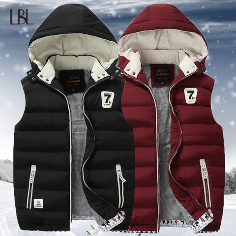 Mens Jacket Sleeveless Vest Winter Thermal Soft Vests Casual Coats Male Hat Detachable Vest Men Thicken Waistcoat Zipper Outwear ► Photo 1/6