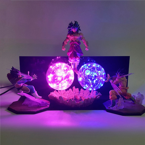 Anime Figures Dragon Ball Z Goku VS Vegeta VS Broly Action Toys PVC Figurine Night Lights DIY Set Lampara DBZ Super Saiyan Doll ► Photo 1/6
