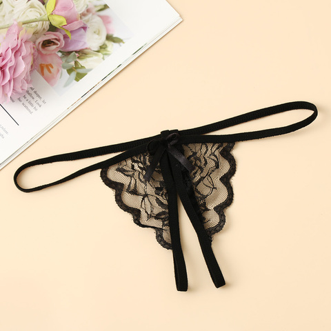 Sexy Erotic Crotchless Panties G-string Thong Women Transparent Lace Open Crotch Briefs Ladies Bowknot T-back Strappy Lingerie ► Photo 1/6