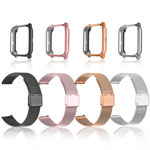 Buy Online Milanese Strap For Amazfit Bip S Case Strap Metal Bracelet For Huami Amazfit Bip Lite Pop U Wrist Strap Band Screen Protector Alitools