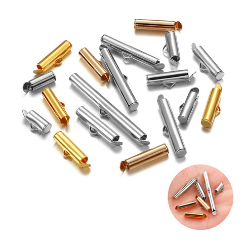 30-50Pcs Silver Gold Beaded Miyuki Slide On End Clasp Tube Sliders End Caps Connector For DIY Jewelry Making Accessories ► Photo 1/6