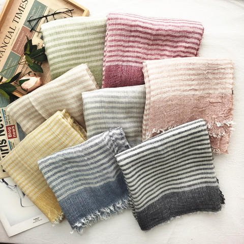 New Trendy Brand Striped Women Scarf Grey Solid Japanese Unisex Style Cotton and Linen Long Shawl Men Scarf ► Photo 1/6